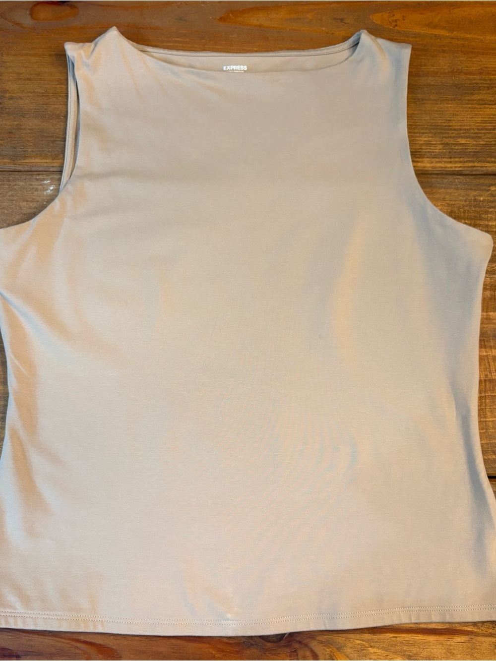 Express Sleeveless Body Contour Cotton Blend Compression Tank Top in Light Taupe